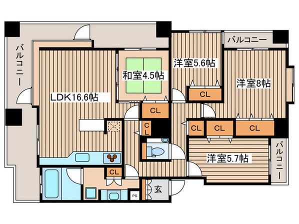 リバ－ビュ－山鼻の物件間取画像